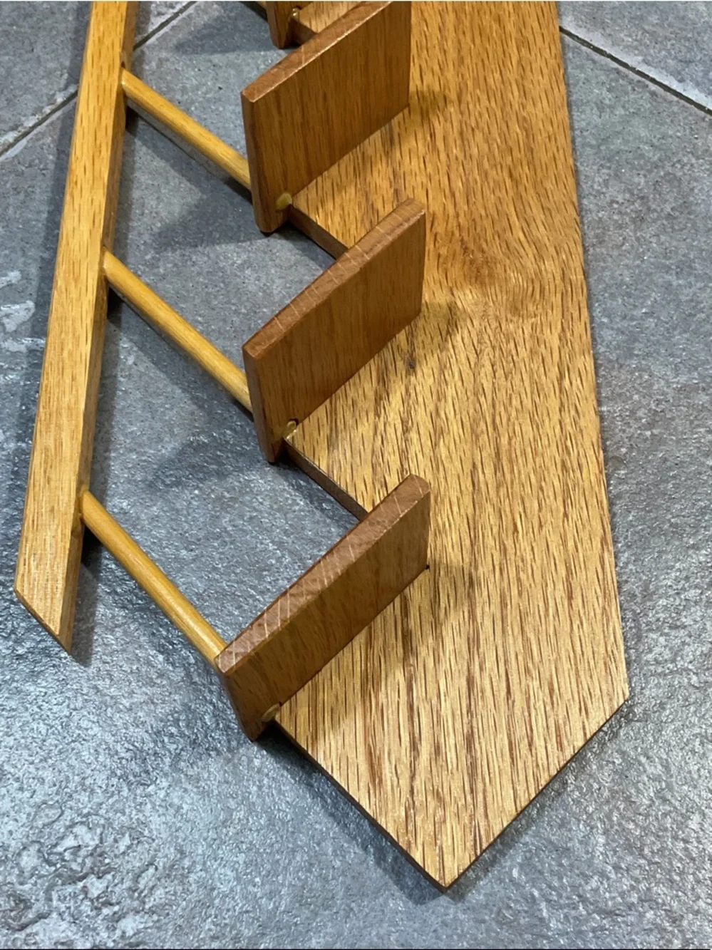 Wooden Wall Rack with Six Pegs - Honey Brown